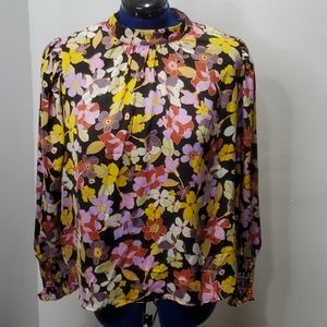 NEW Who What Wear Multi-Color Flower Blouse